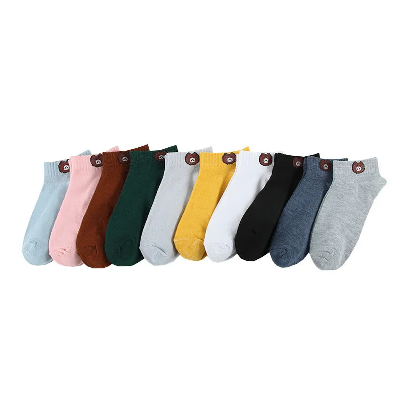 10 Pairs Women's Colourful Cotton Short Ankle Socks Bundle