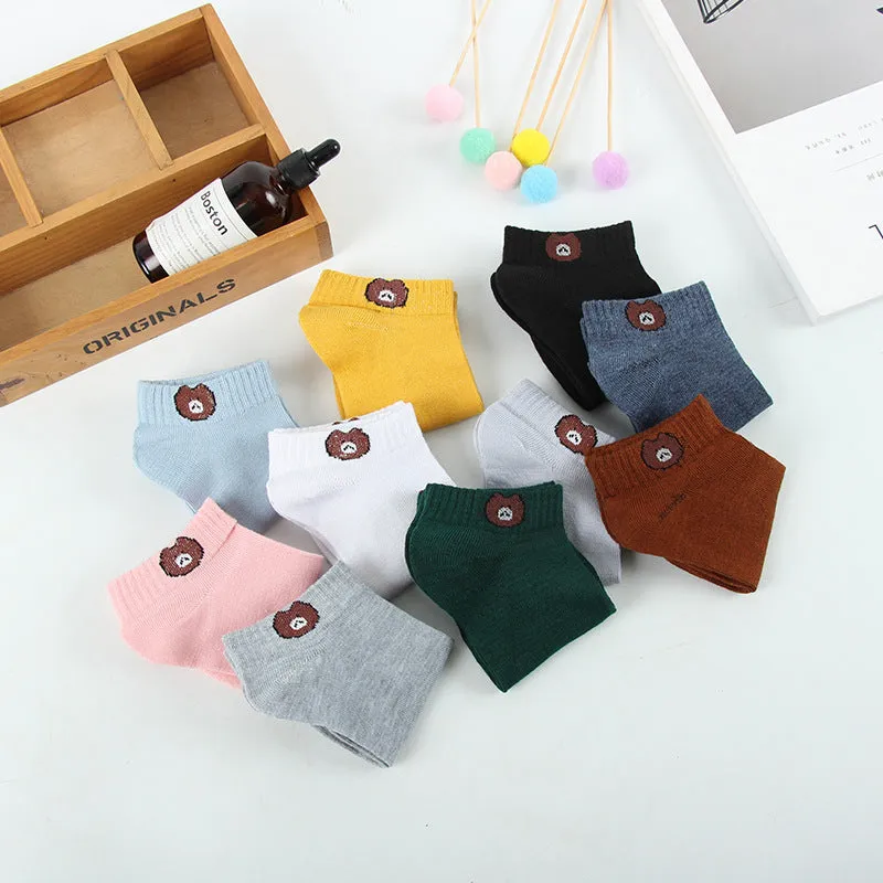 10 Pairs Women's Colourful Cotton Short Ankle Socks Bundle