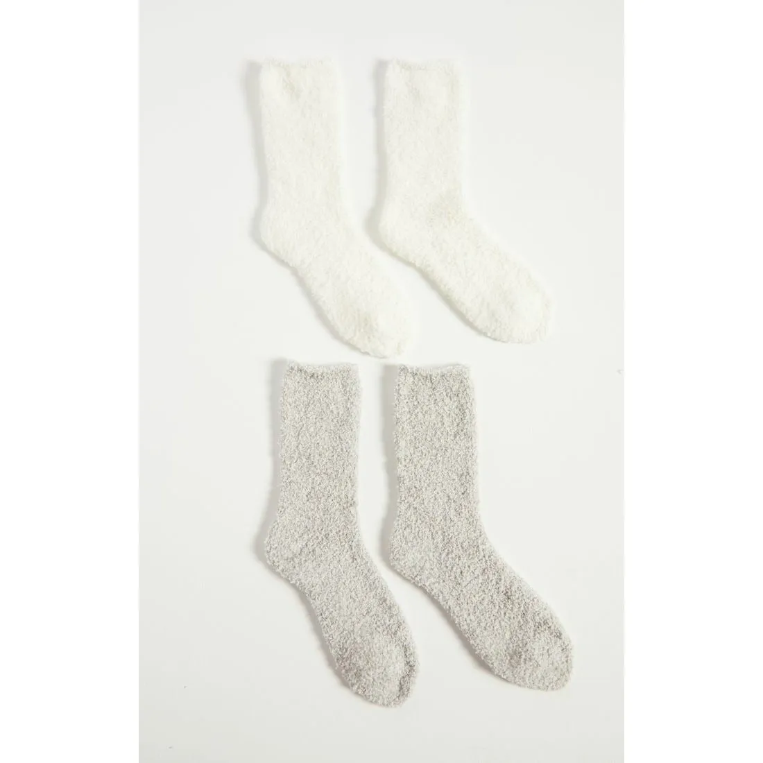 2 Pack Plush Socks in Heather Grey