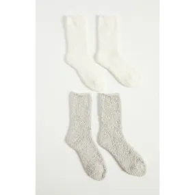 2 Pack Plush Socks in Heather Grey