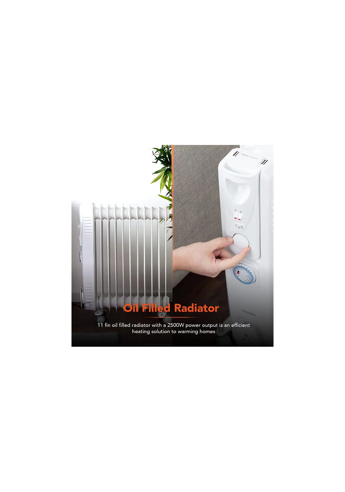 2500W Oil Filled Radiator With Timer | WL43005YTW