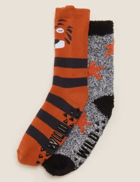 2pk Cosy Tiger Socks