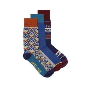 3 Pack Fairisle Mens Ankle Sock - Navy Multi