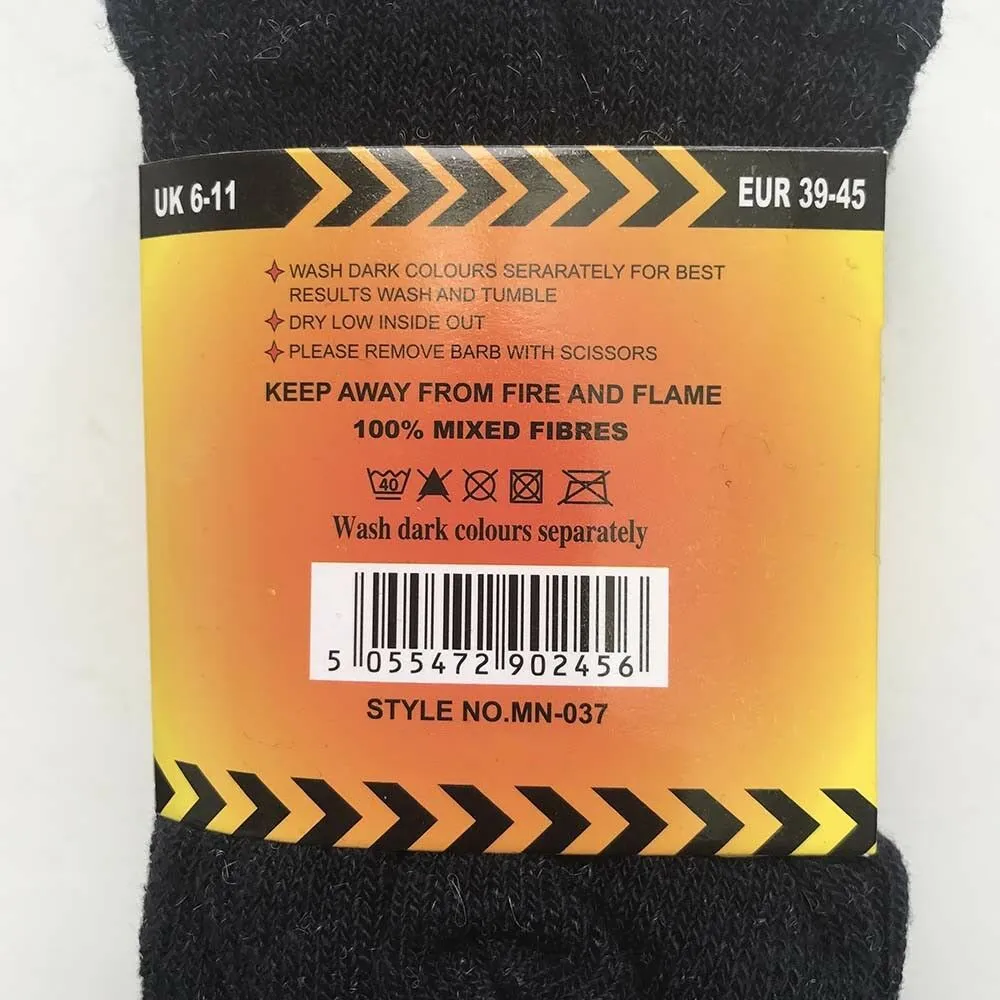 300 Pairs Bulk Pack - Heavy Duty Thermal Cotton Crew Work Socks for Men - Ideal for Resale