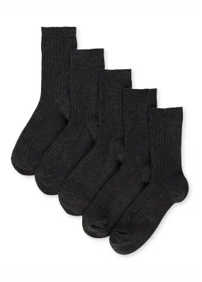 5 Pack of Ribbed School Socks