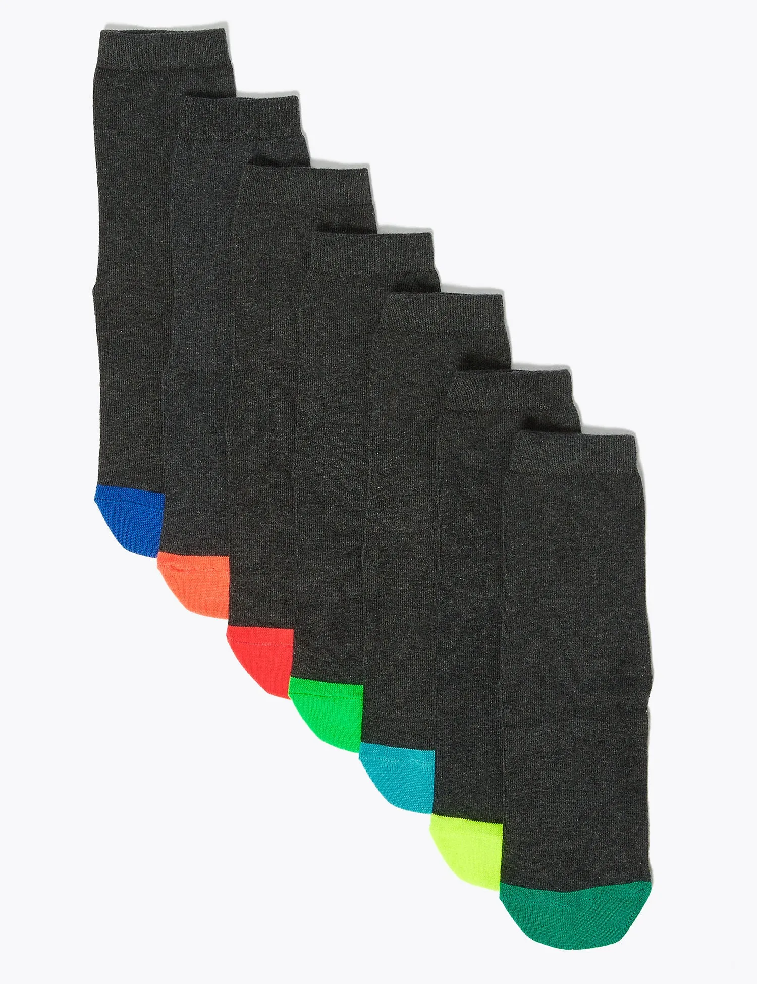 7pk Cotton Rich Contrast School Socks