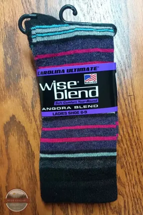 9634 Wise Blend Ladies Angora Stripe Crew Socks