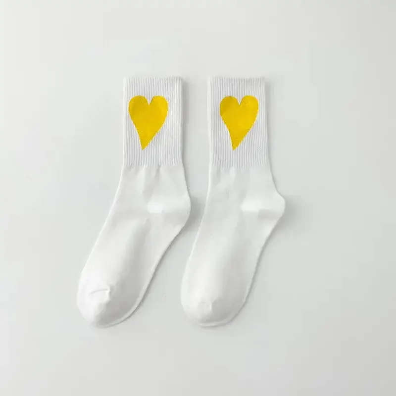 Aesthetic Heart Love Happy Mid Leg Socks