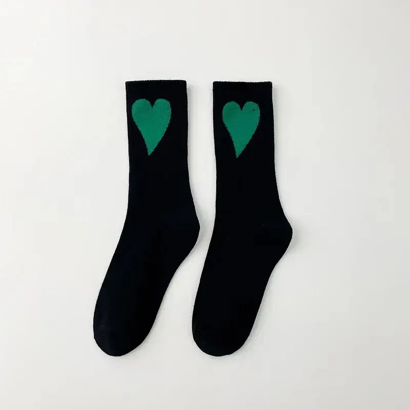 Aesthetic Heart Love Happy Mid Leg Socks