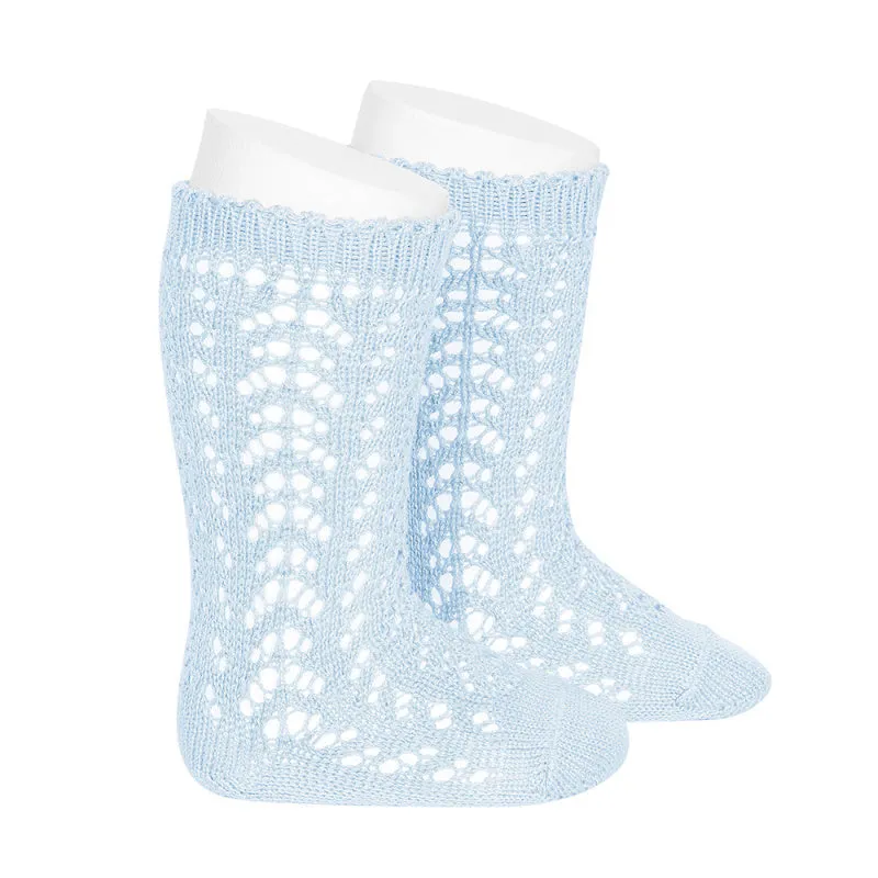 Baby Blue Openwork Knee High Socks