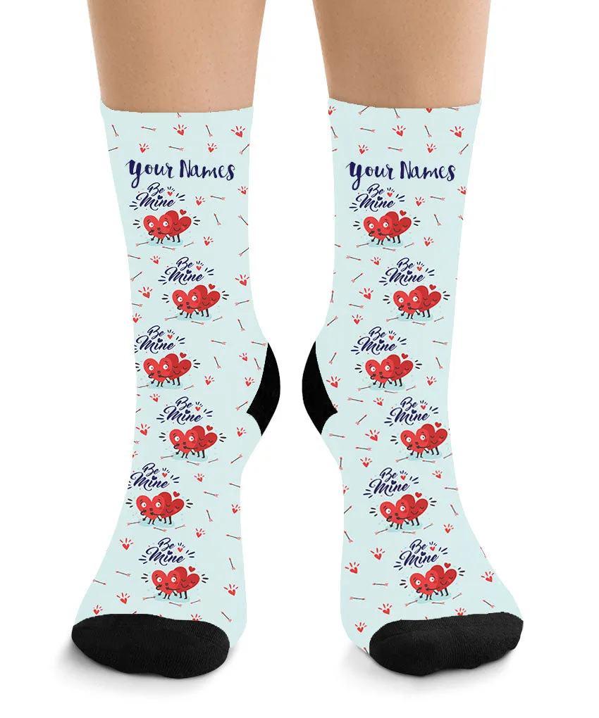 Be Mine Hearts - Custom Name Socks