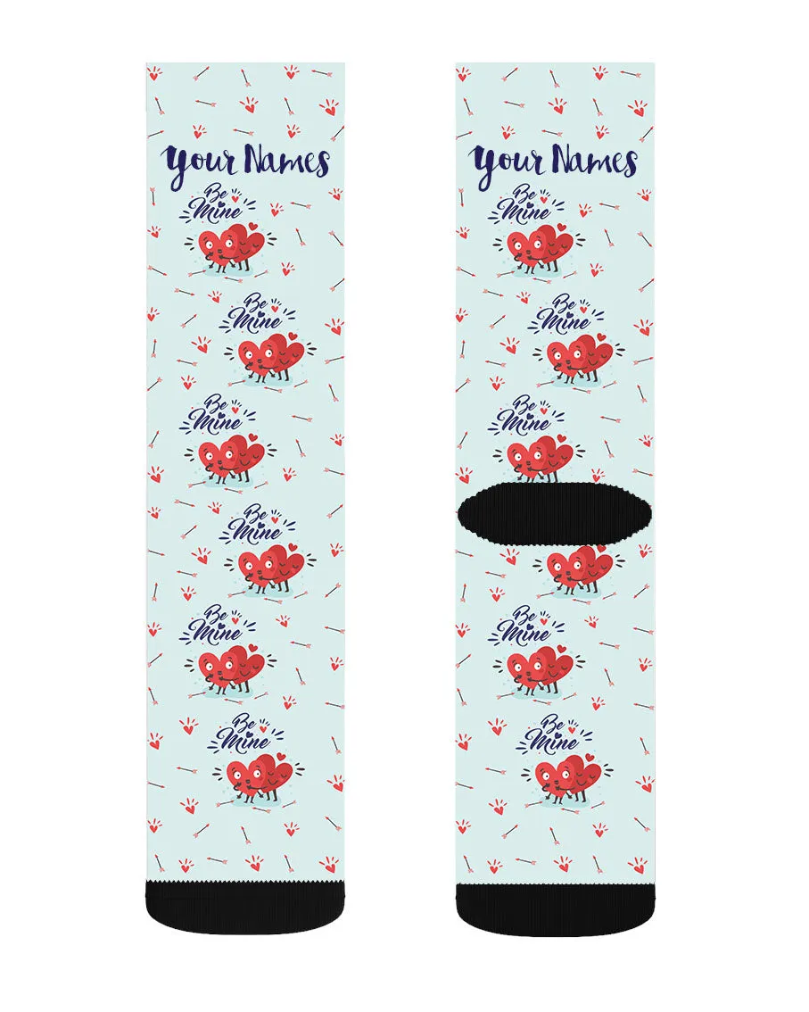 Be Mine Hearts - Custom Name Socks