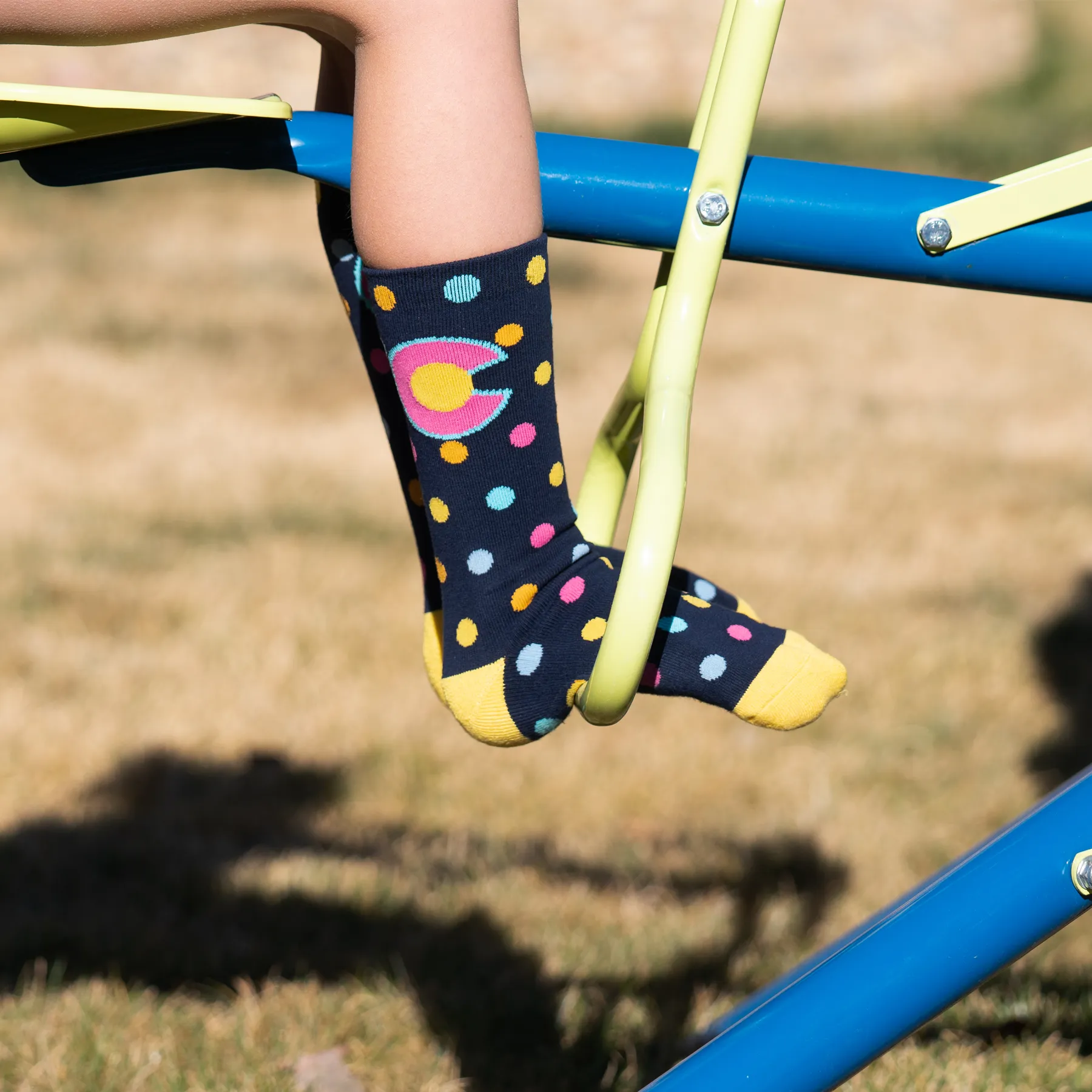 Big Kids Dots Colorado Flag Crew Socks