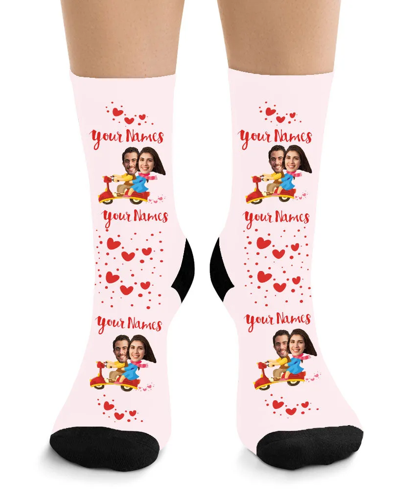 Biker Lovers - Couple Face Socks