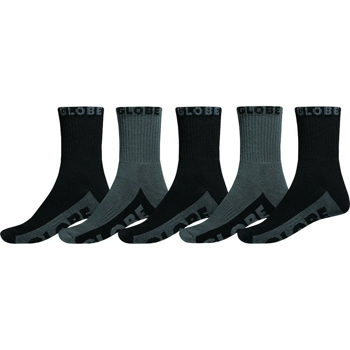 Black/Grey Crew Sock 5 Pack