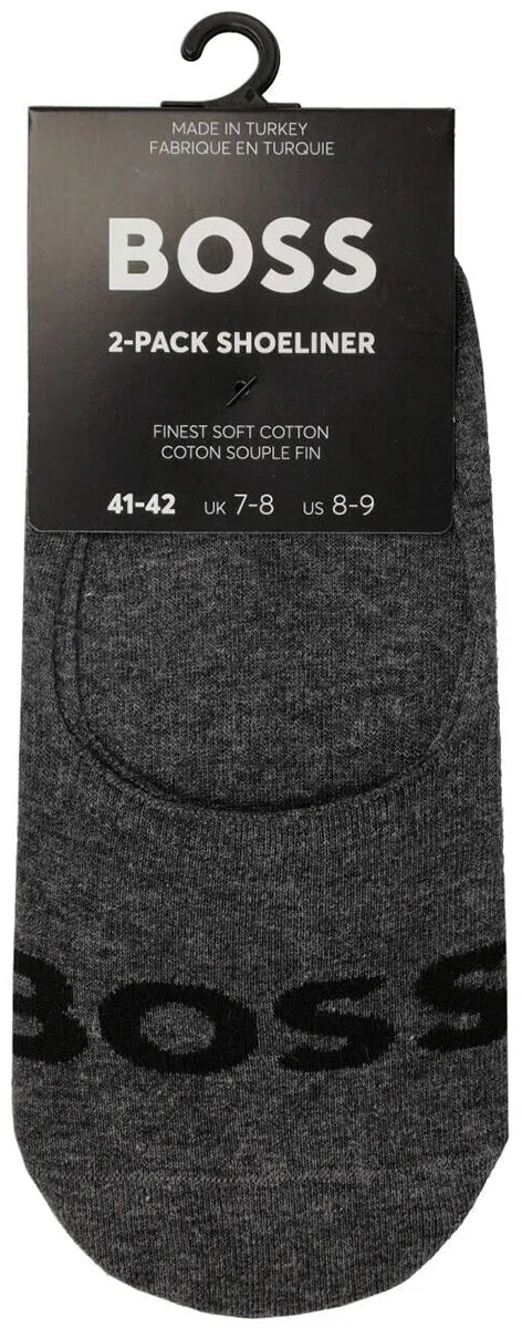 Boss 2 Pair Invisible Logo Sock In Dark Grey For Men