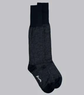 Bryceland's Houndstooth Wool Socks Navy