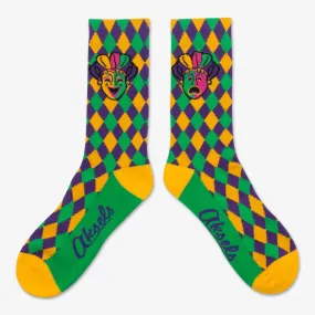 Checkered Mardi Gras Socks