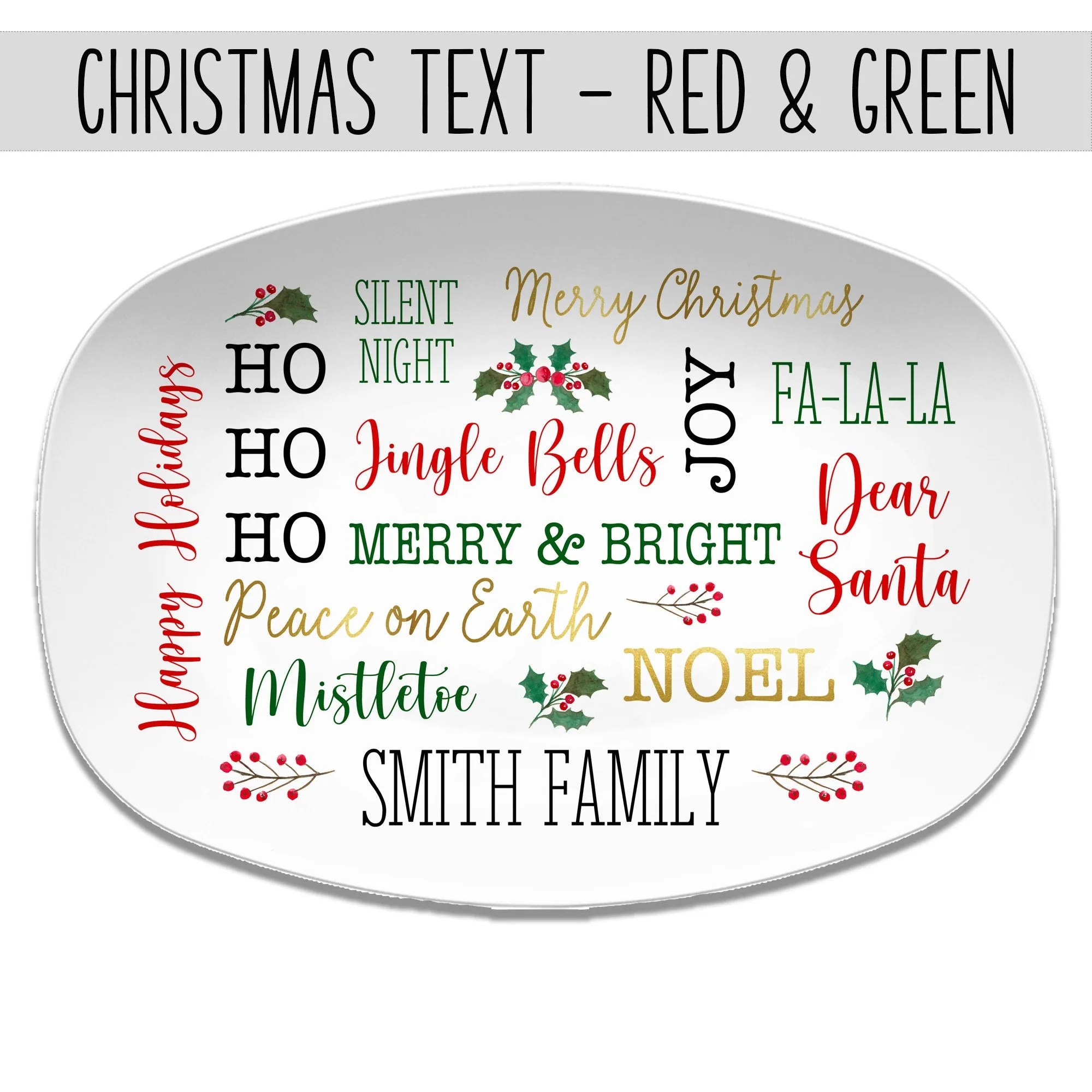 Christmas Text Personalized Platter