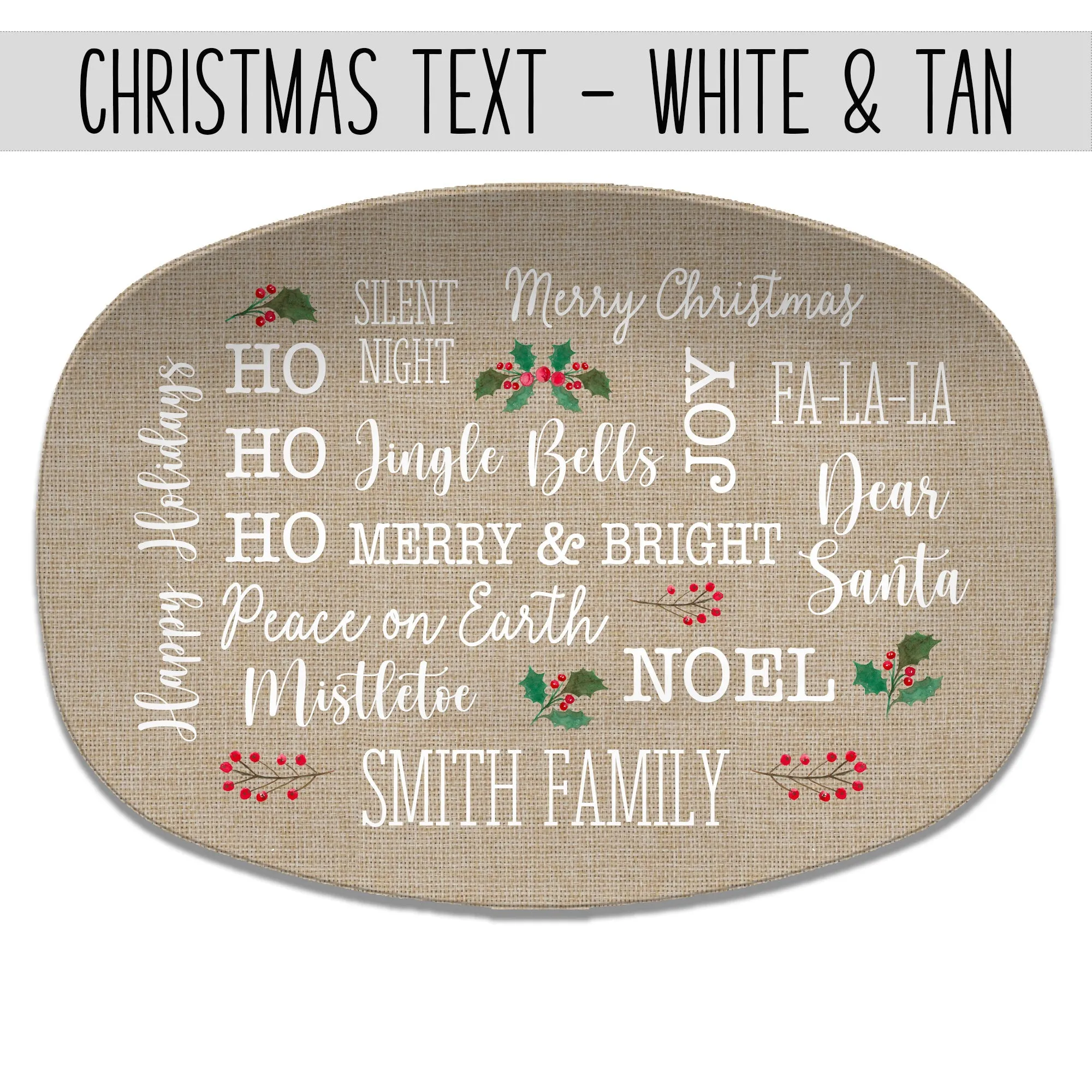 Christmas Text Personalized Platter