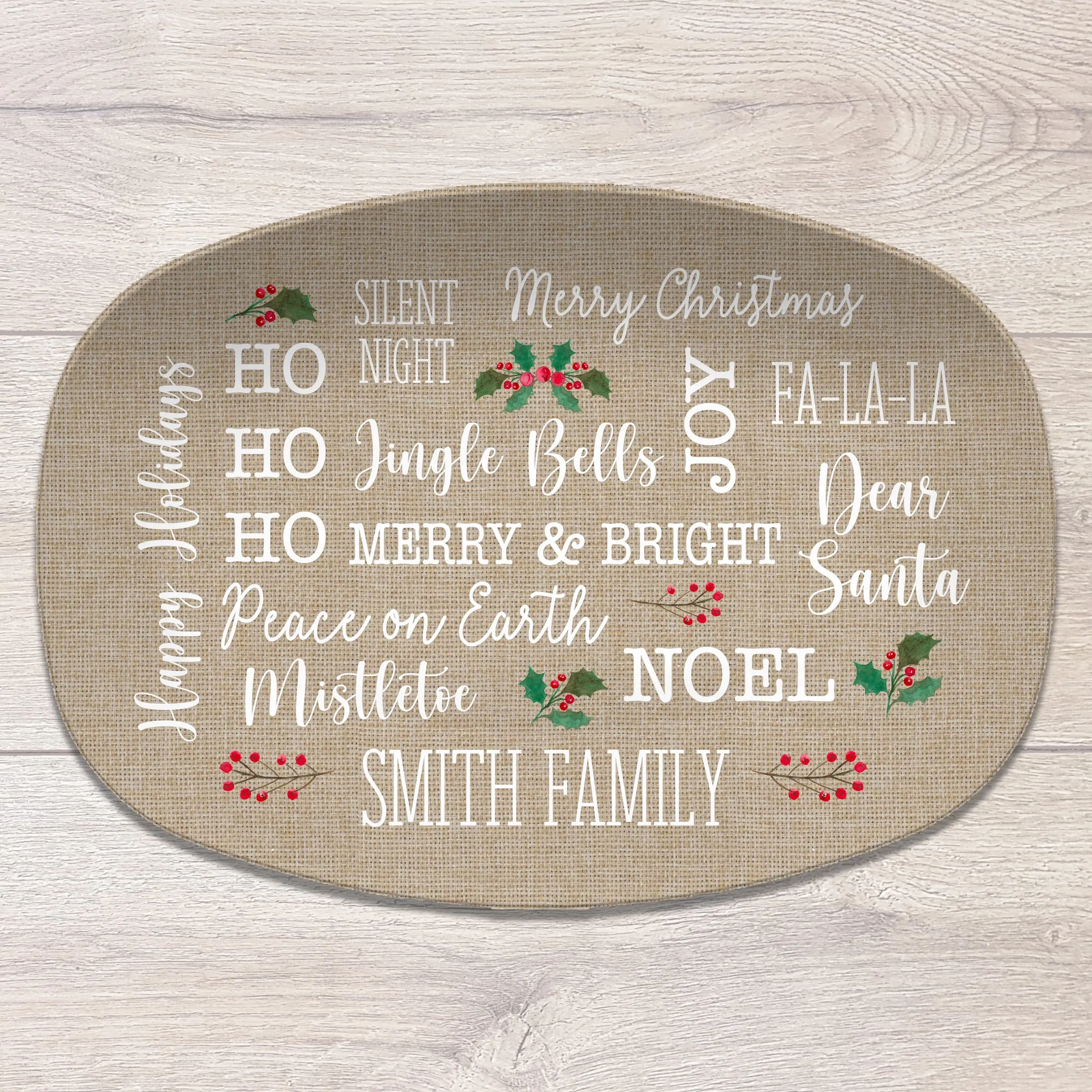 Christmas Text Personalized Platter