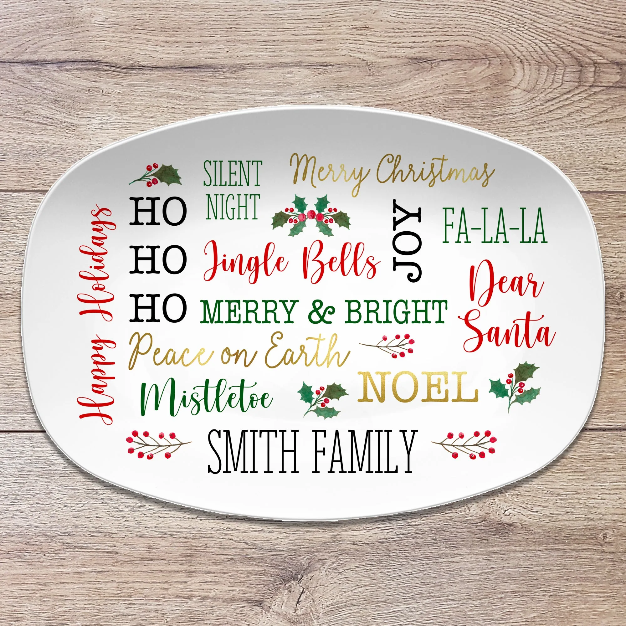 Christmas Text Personalized Platter