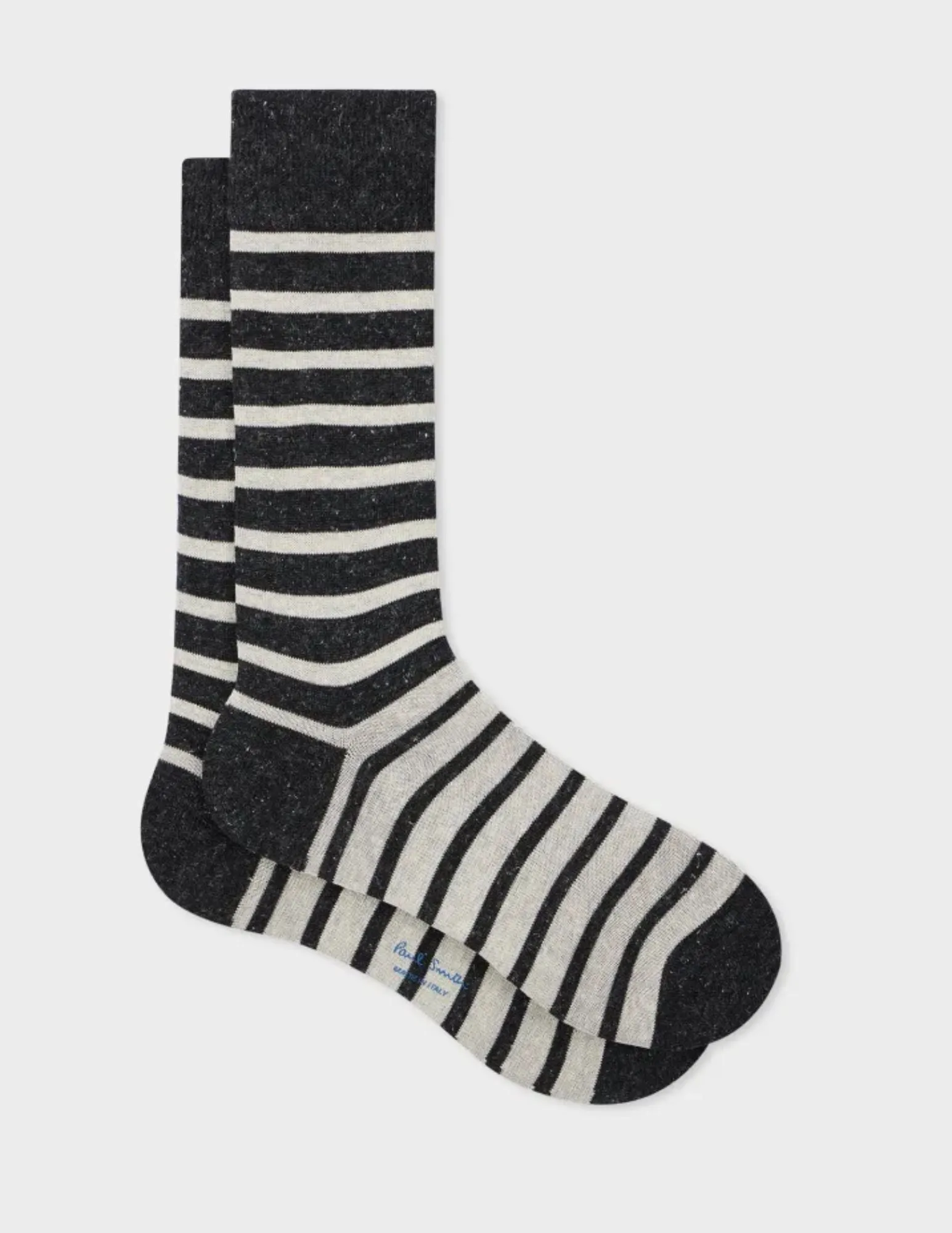 Cotton-Blend Sock | Striped Charcoal