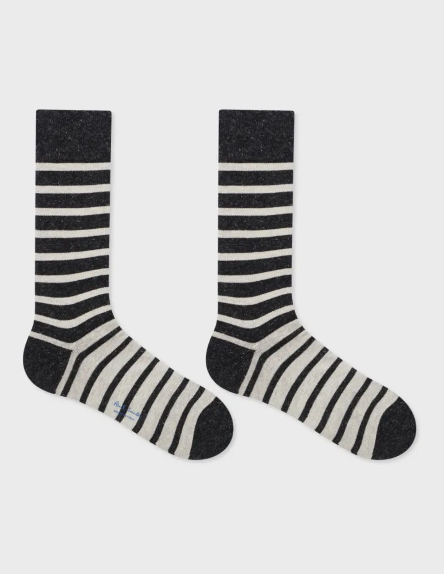 Cotton-Blend Sock | Striped Charcoal