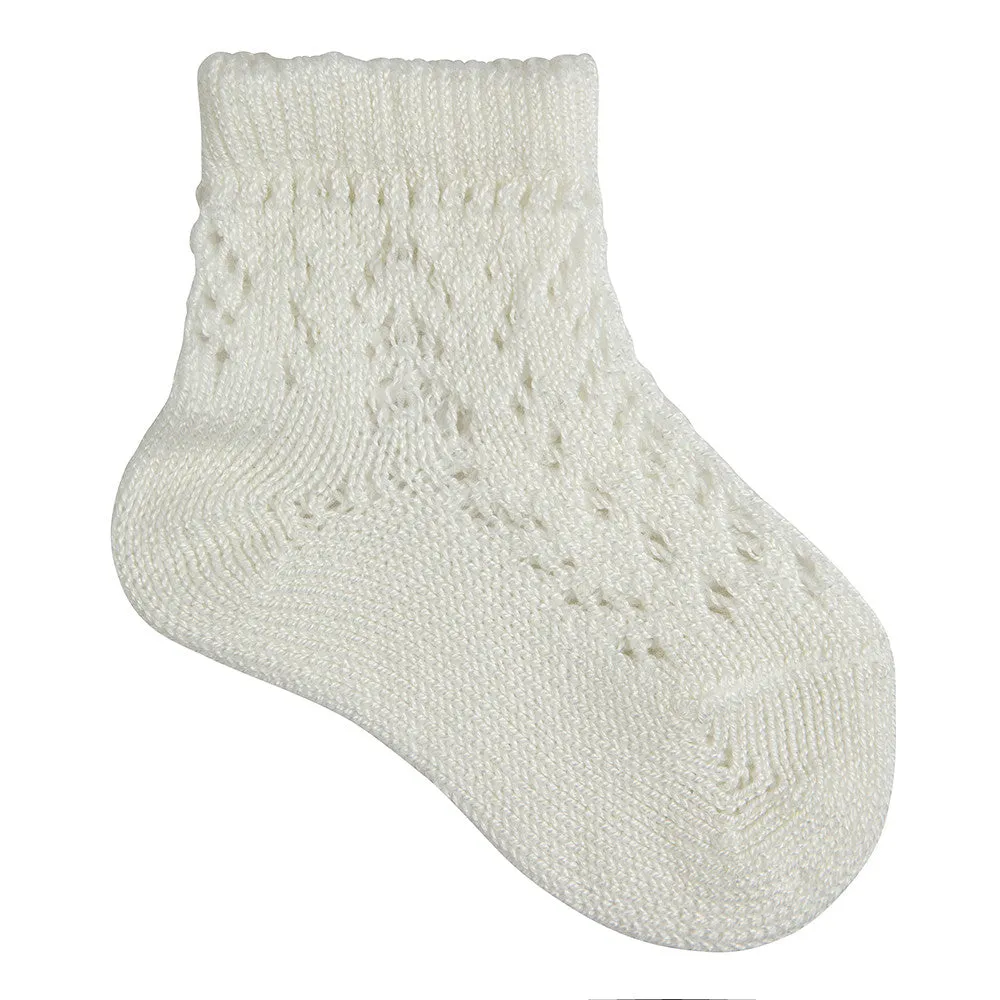 Cotton Openwork Short Socks Cream