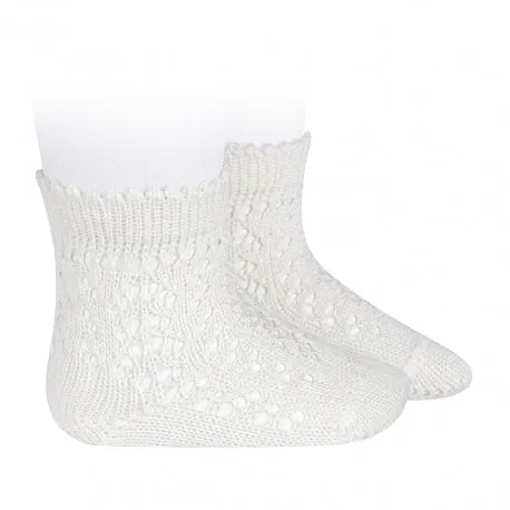 Cotton Openwork Short Socks Cream