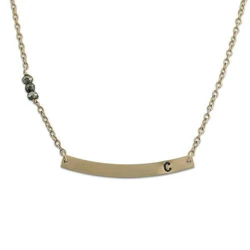 Curved Initial Bar Necklace