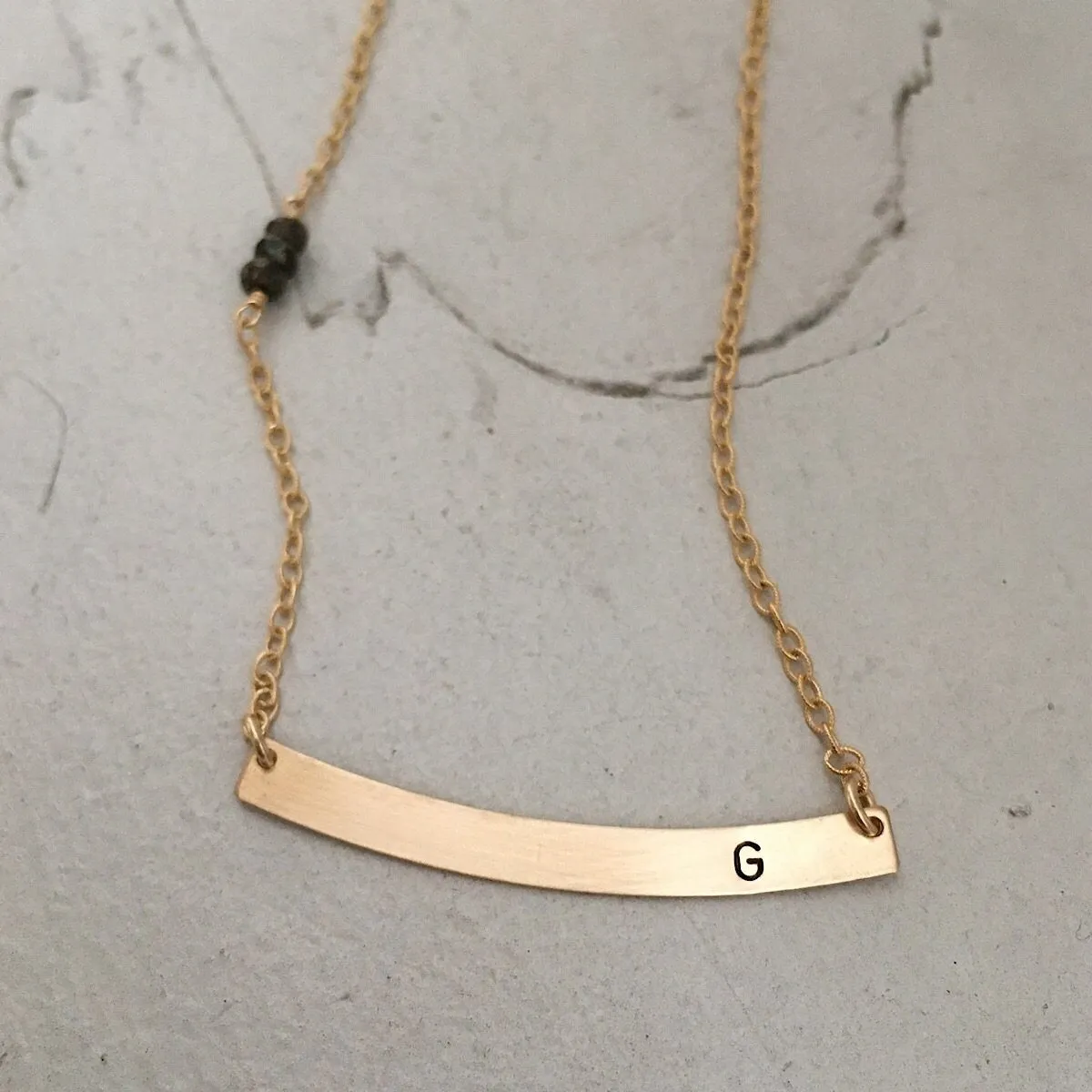 Curved Initial Bar Necklace