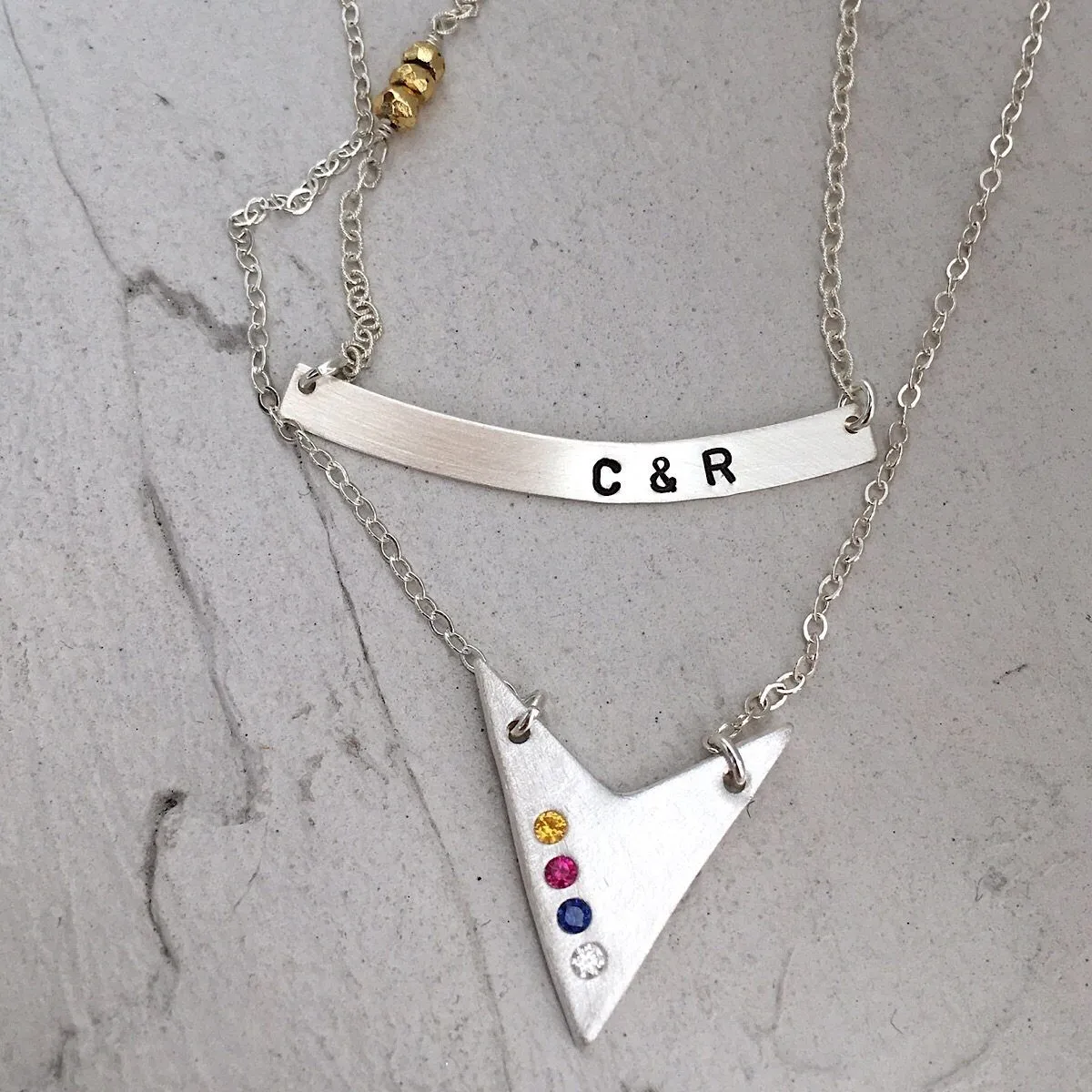 Curved Initial Bar Necklace