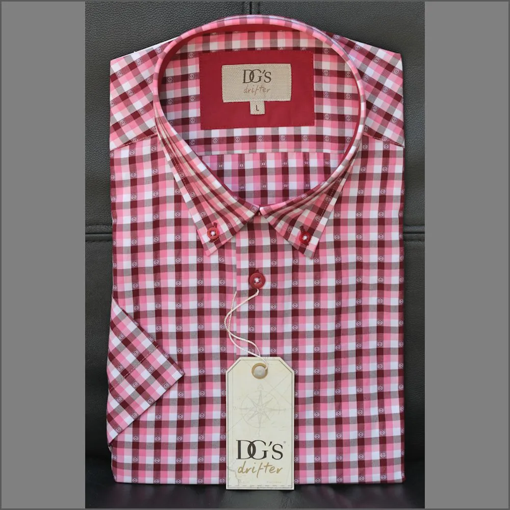 Drifter Ivano Red/White Check Short Sleeve Shirt 