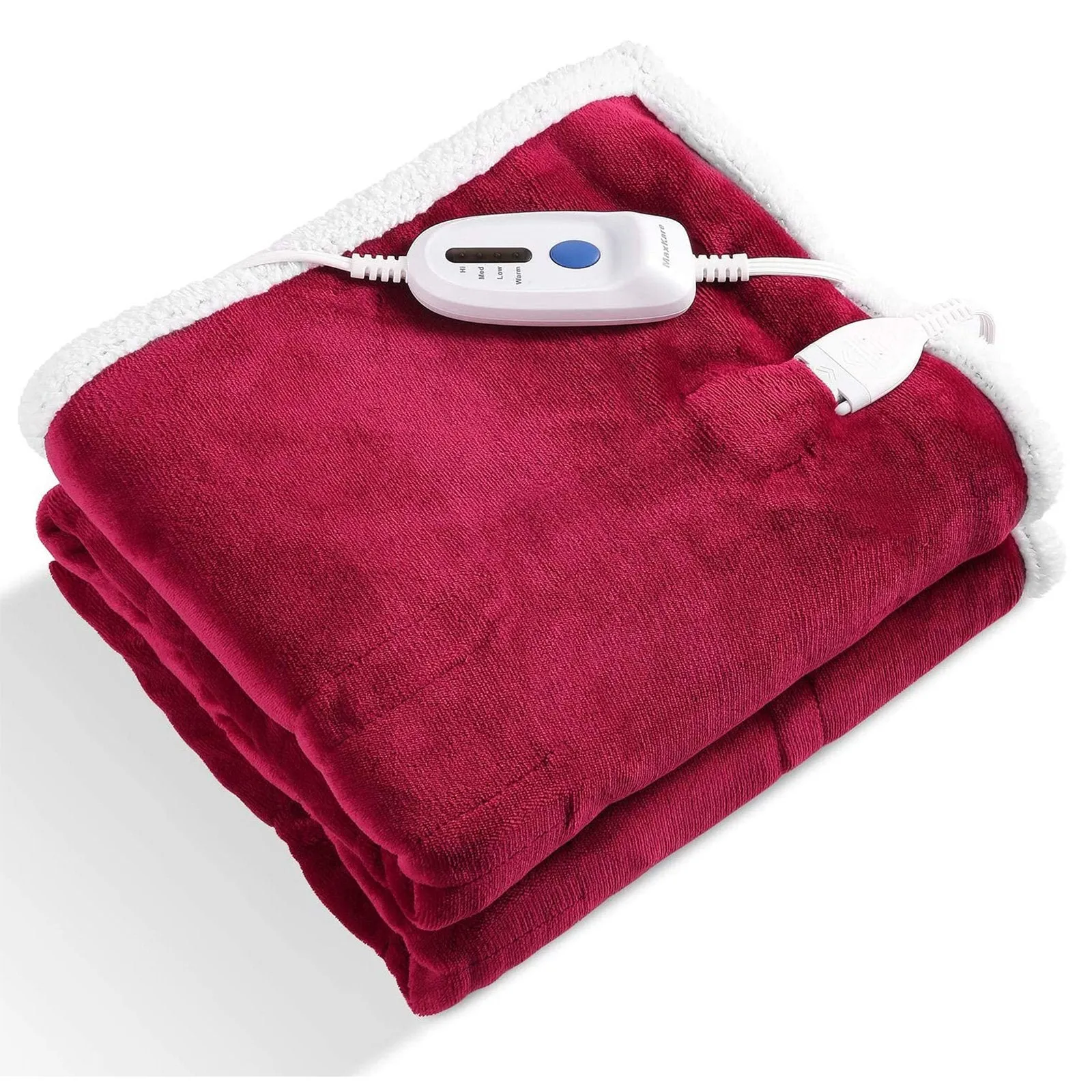 Electric Blanket Heated Throw Flannel & Sherpa Fast Heating Blanket 50 x 60, ETL Certification with 4 Heating Levels & 3 Hours Auto-Off Timing Settings, Home Use & Machine Washable