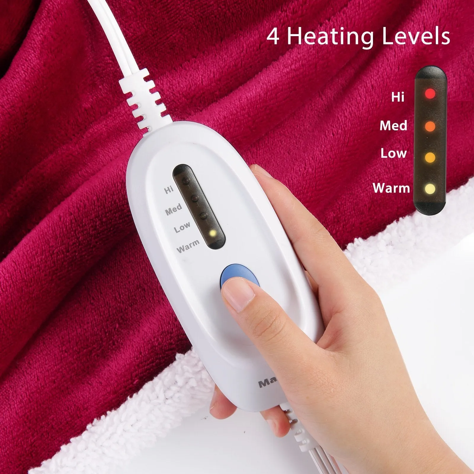 Electric Blanket Heated Throw Flannel & Sherpa Fast Heating Blanket 50 x 60, ETL Certification with 4 Heating Levels & 3 Hours Auto-Off Timing Settings, Home Use & Machine Washable