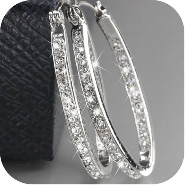 Fashion U Shape Rhinestone Hoops & Stud Earrings