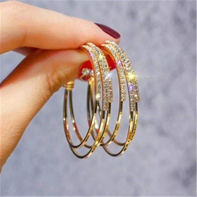 Fashion U Shape Rhinestone Hoops & Stud Earrings