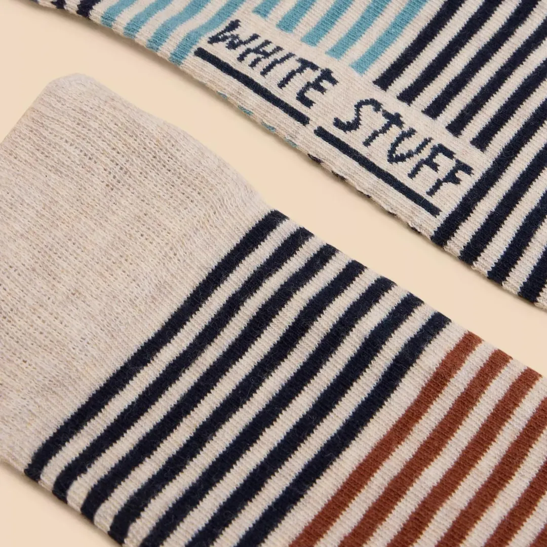 Fine Stripe Ankle Socks - Natural Multi