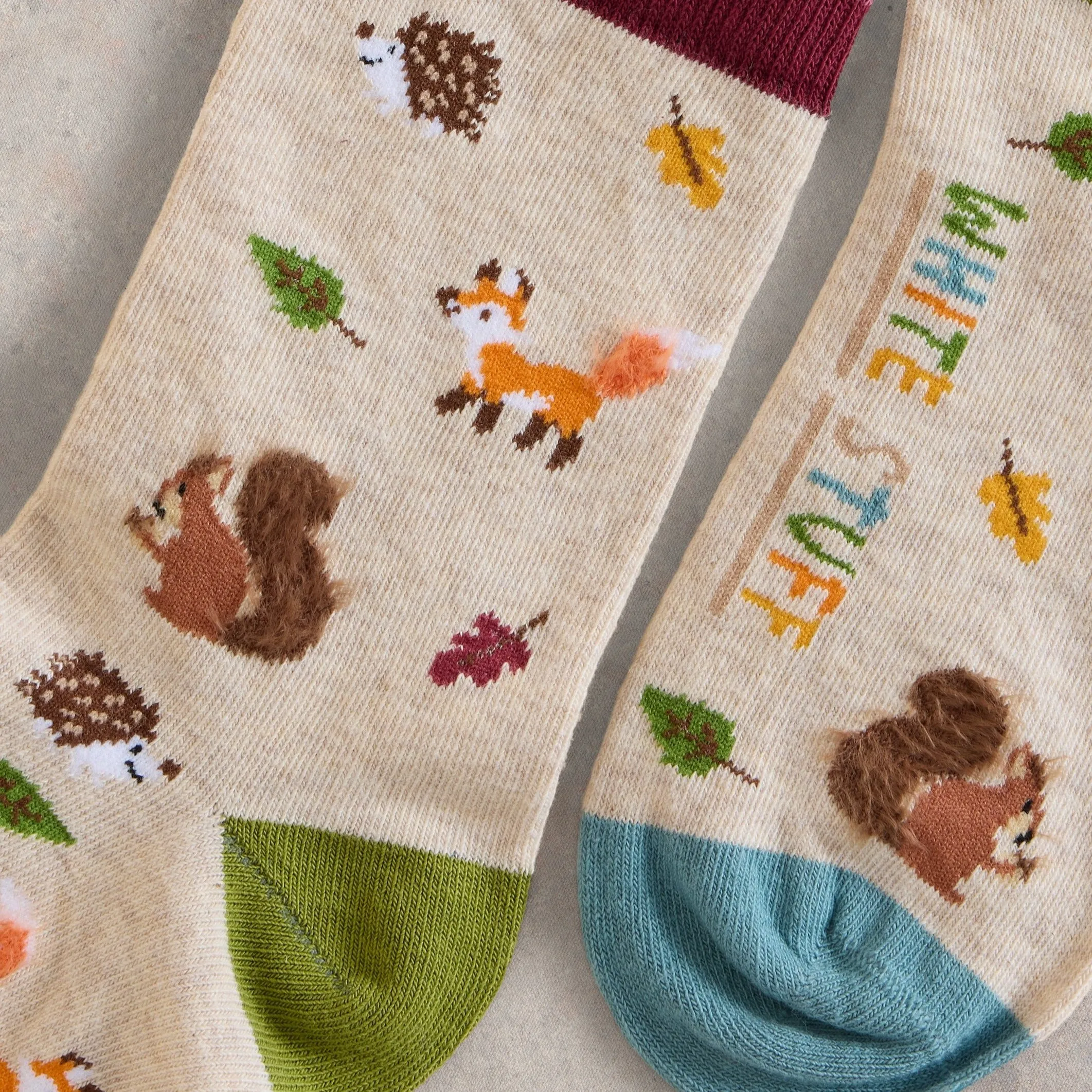 Fluffy Woodland Ankle Socks - Natural Multi