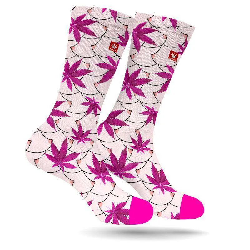 FREE THE NIPPLE MARIJUANA SOCKS BREAST CANCER AWARENESS