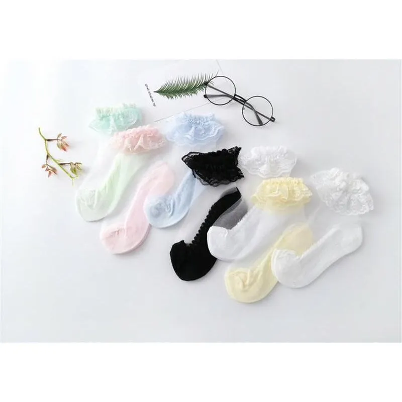 Girls Ruffle Ankle Dressy Breathable Socks