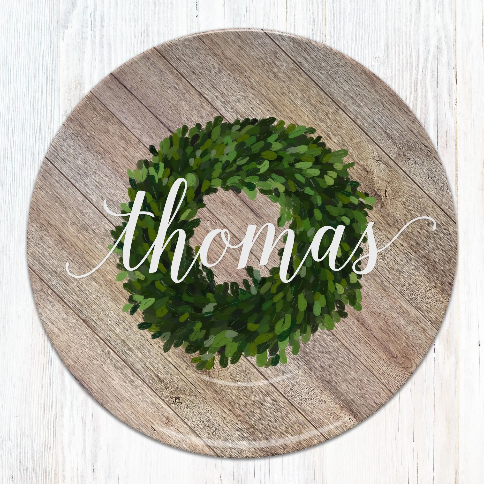 Greenery / Berry Wreath Personalized Plate