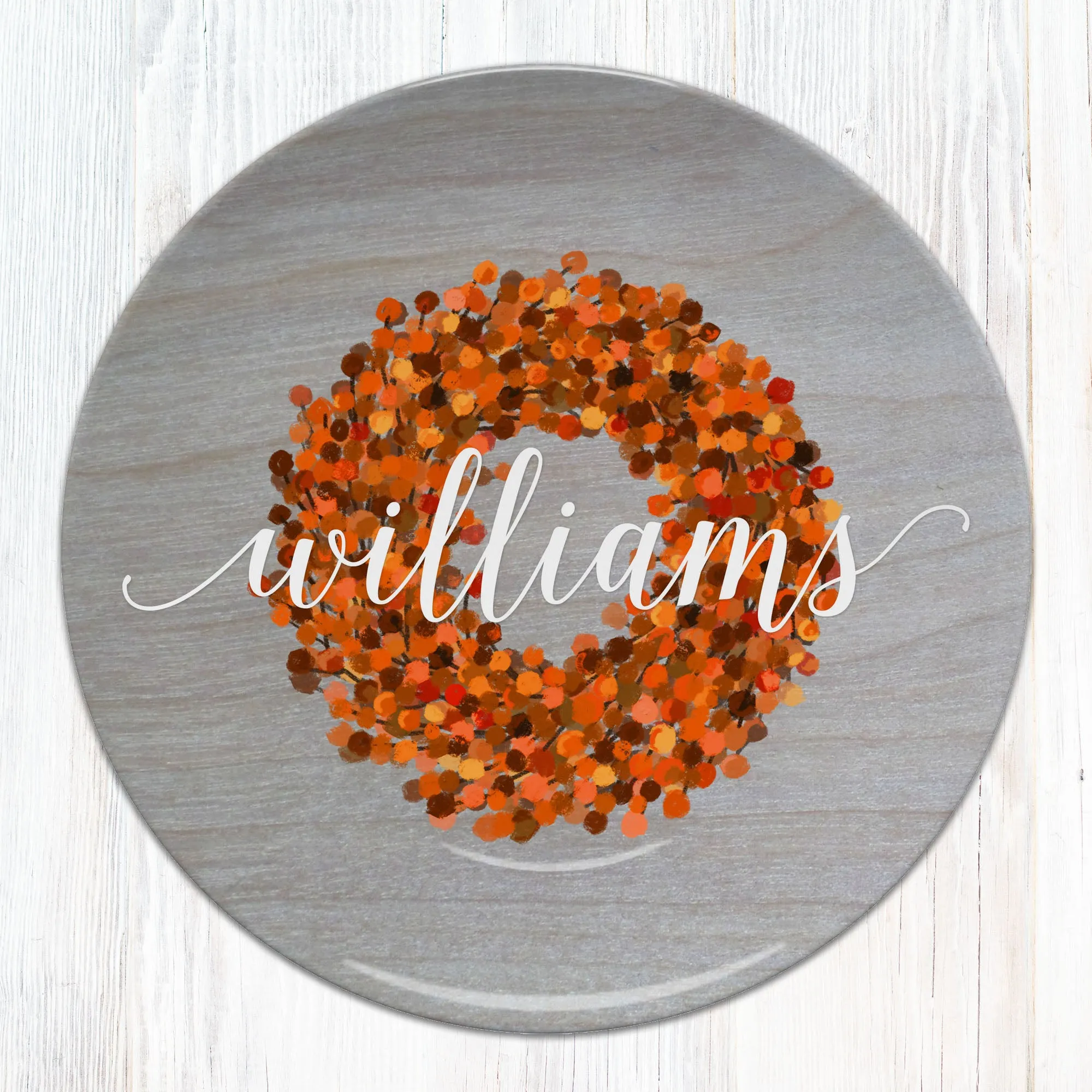 Greenery / Berry Wreath Personalized Plate