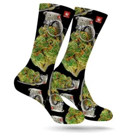 Graphic Stoner Socks with Grenade Weed Marijuana Design