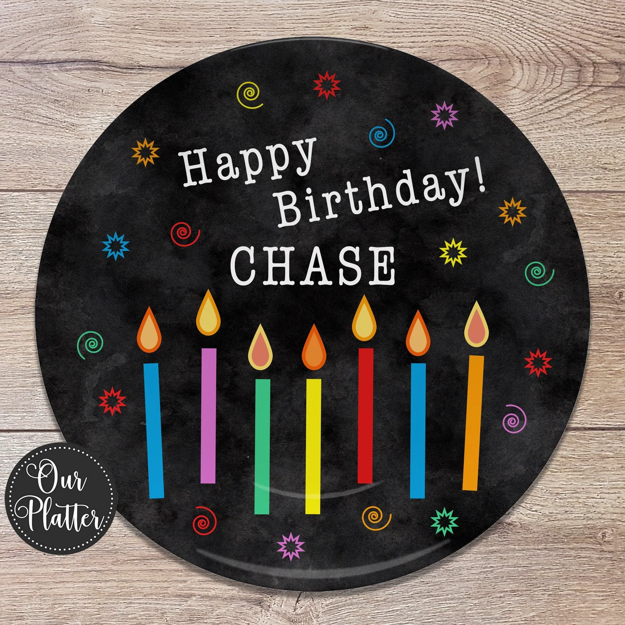 Happy Birthday Candles Personalized Plate