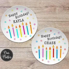 Happy Birthday Candles Personalized Plate