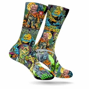 Vibrant Happy Halloween Weed-Themed Socks