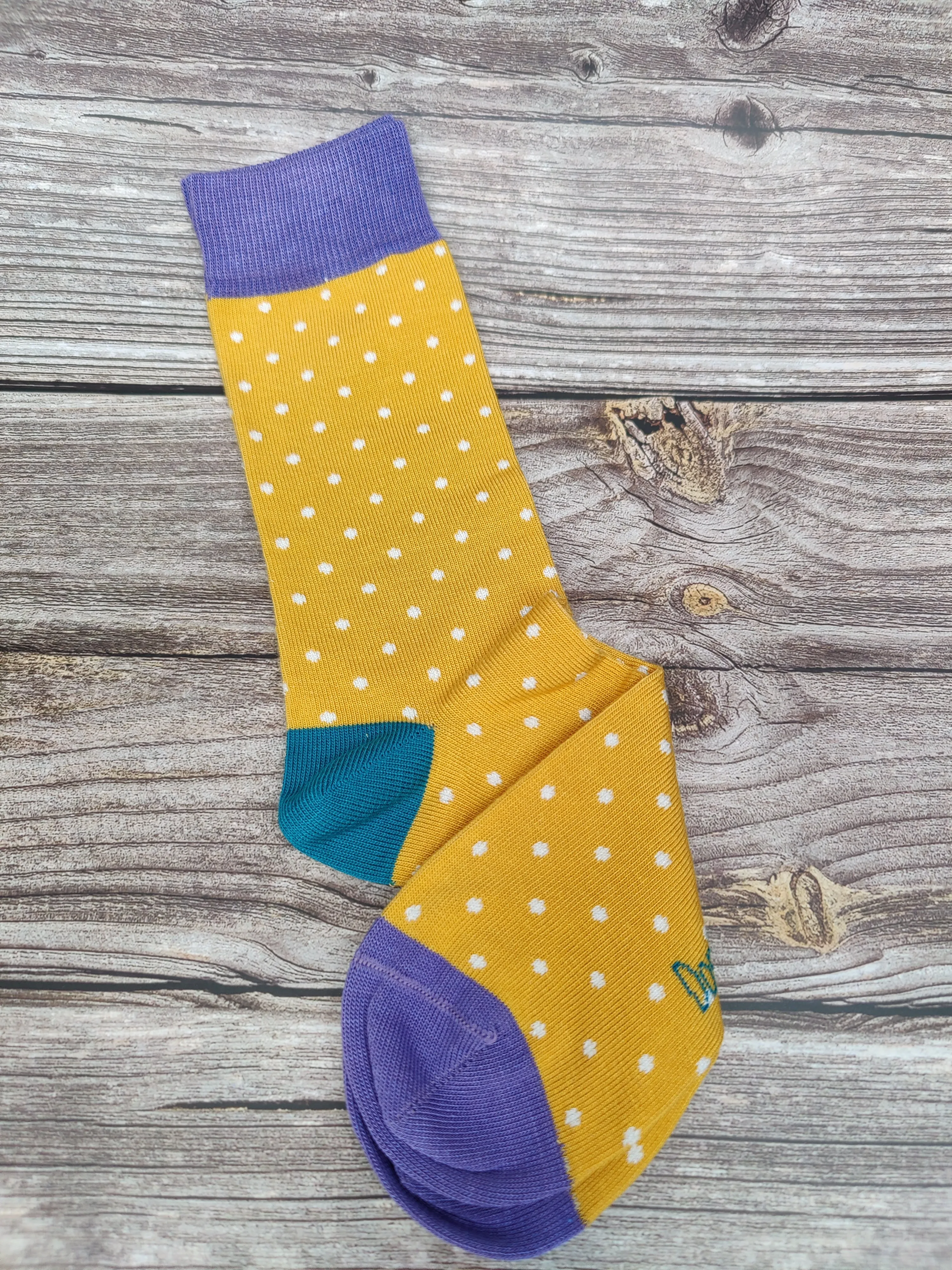 Ladies Bambo Socks Doris & Dude Dots Yellow/Green/Teal 3-7UK