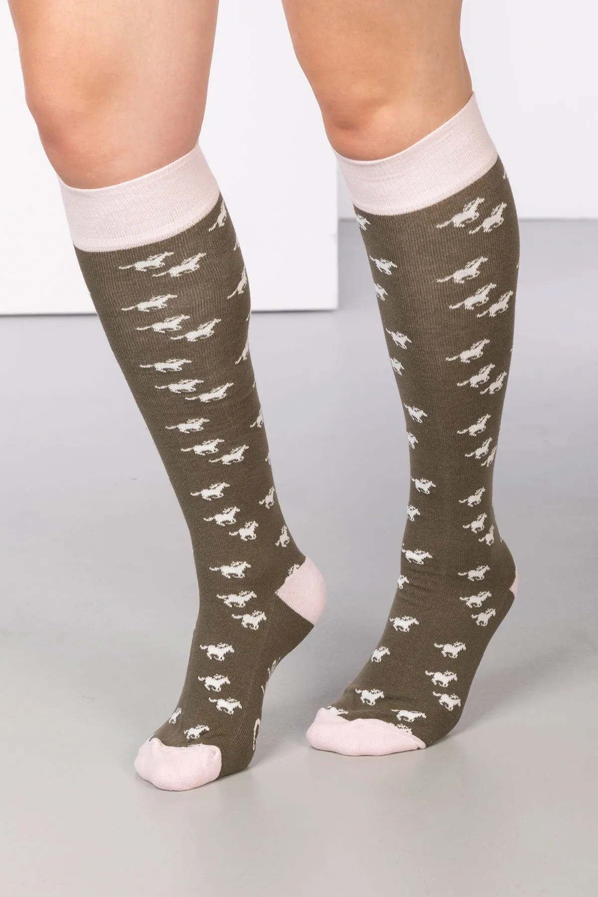 Ladies Galloping Horse Knee Length Socks